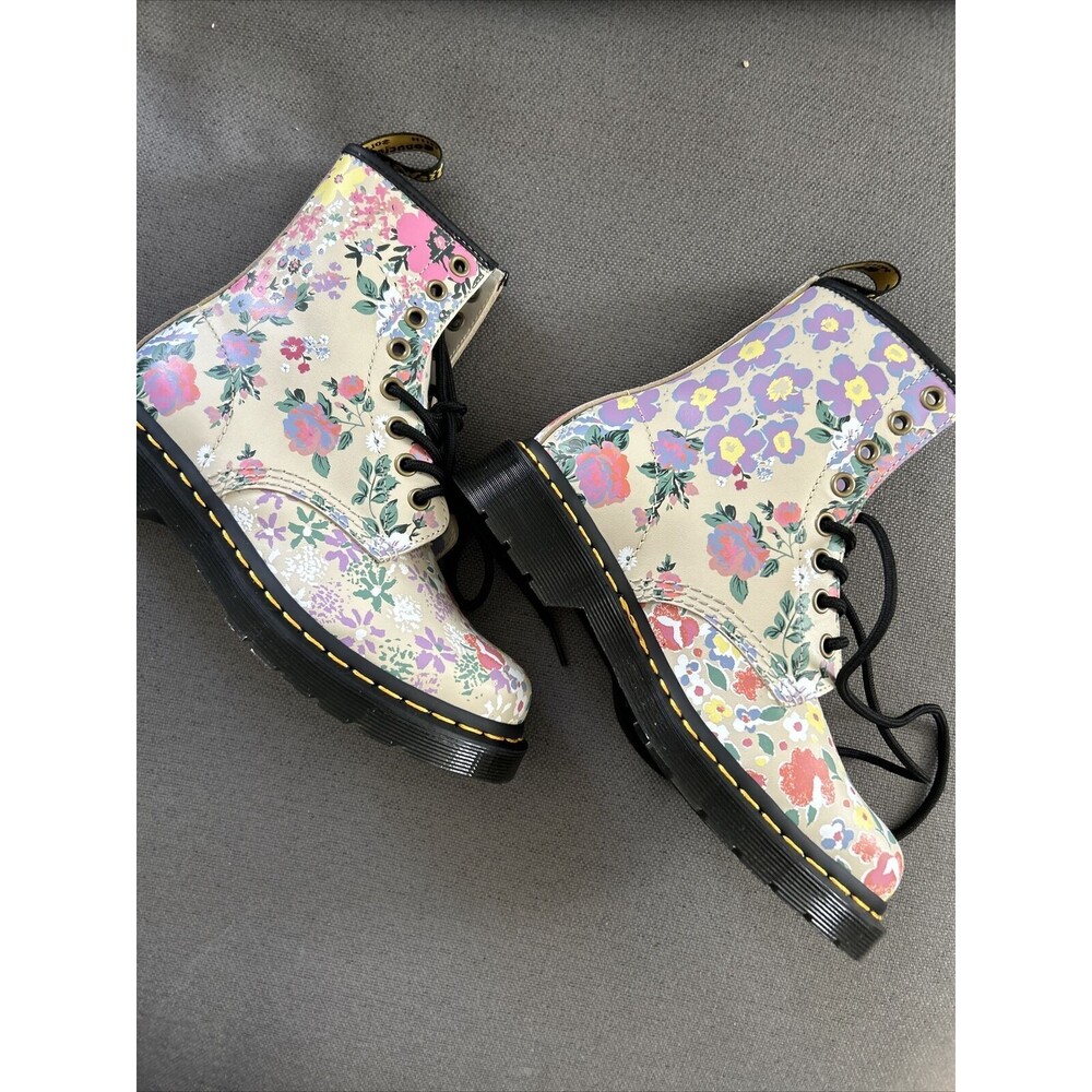 NEW Dr. MARTENS Floral Mashup 1460 Combat Boots Leather Docs UK 3 / US 5 / EU 36